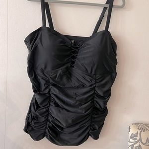 Torrid 3X Black Ruched Tankini